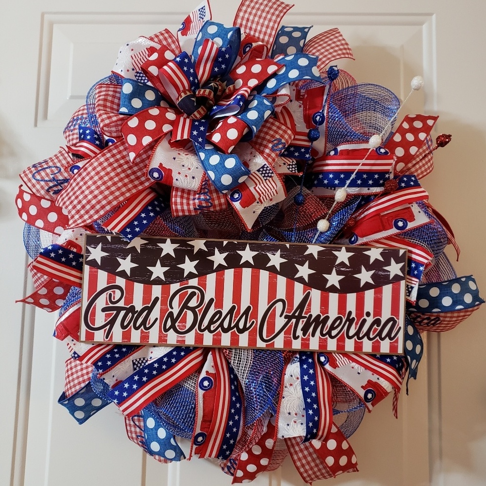 God Bless America Wreath, Patriotic Wreath